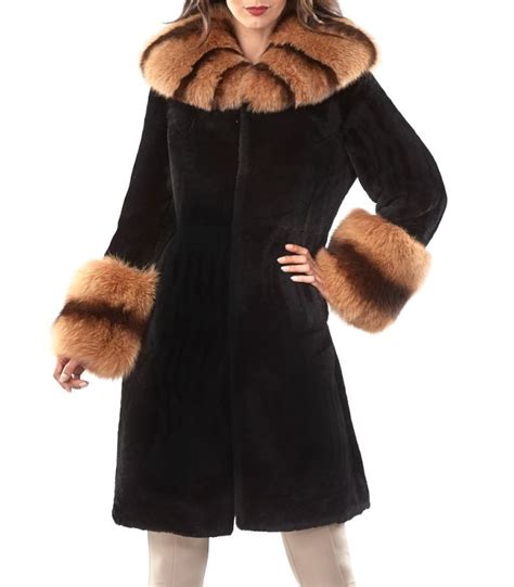 prada 98339 womens dress fur collar|Black Shearling Fur Coat .